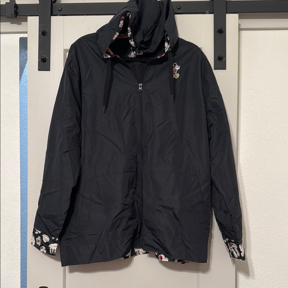 Walt Disney Parks Micky Black Hooded Rain Jacket